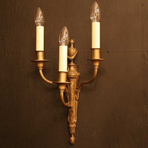 English Pair of Triple Arm Wall Lights