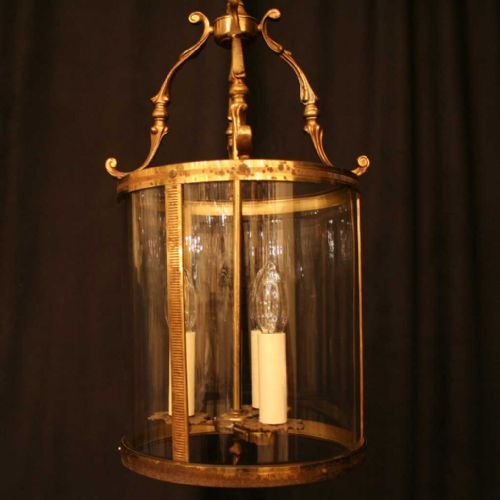 French Gilded Triple Light Hall Lantern
