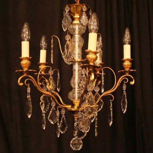 Pretty French Gilded 5 Light Chandelier