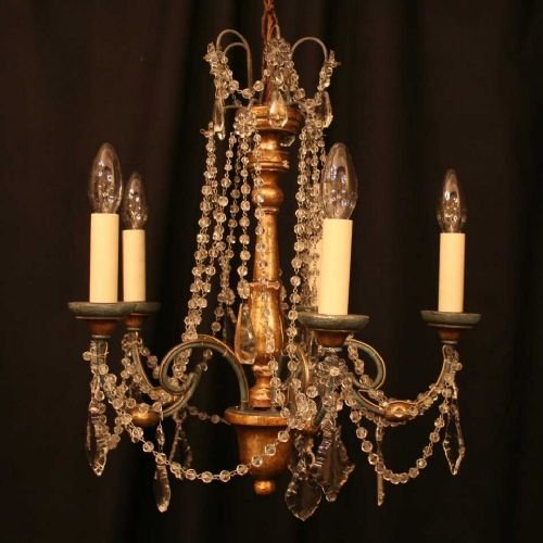 Pretty French Silver Giltwood 5 Light Chandelier