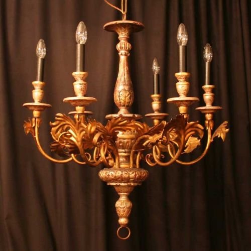 Large Florentine 6 Light Silver Gilded Chandelier