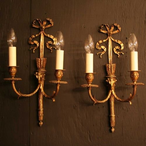 Quality Pair of English Ram Headed Wall Lights