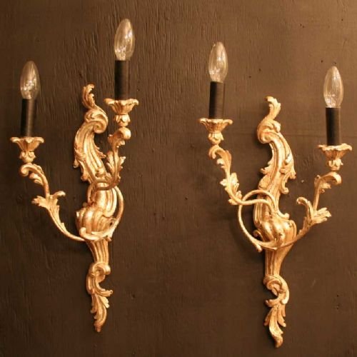 Itailan Pair of Silver Gilded Wall Lights