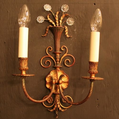 Italian Pair of Tole Ware Wall Lights