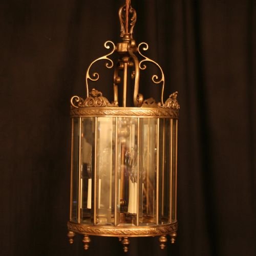 Italian Dark Brass Triple Light Hall Lantern