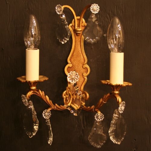 French Pair of Gilded Twin Arm Wall Lights