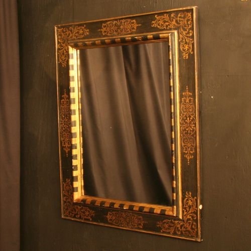 French Ebonised Decorative Gilded Mirror