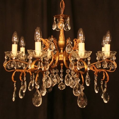 French Gilded 8 Light Chandelier