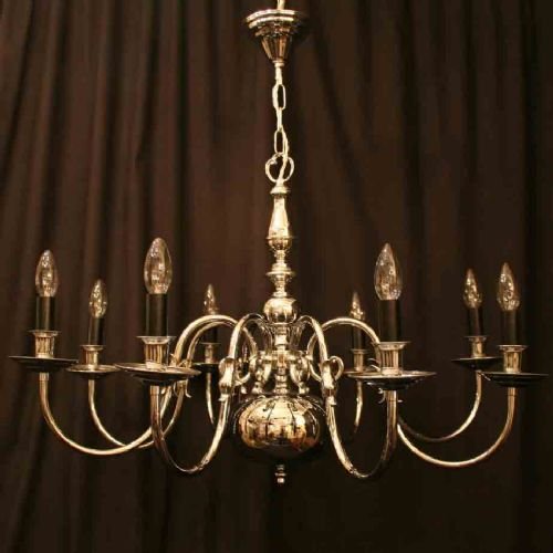 Flemish Nickel Plated 8 Light Chandelier