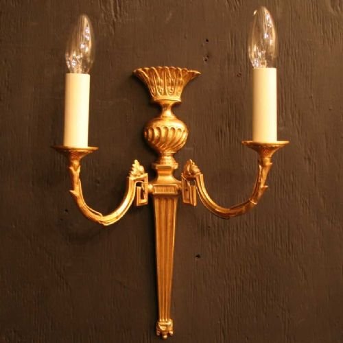 French Pair of Gilded Twin Arm Wall Lights