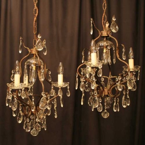Italian Pair of Birdcage Chandeliers