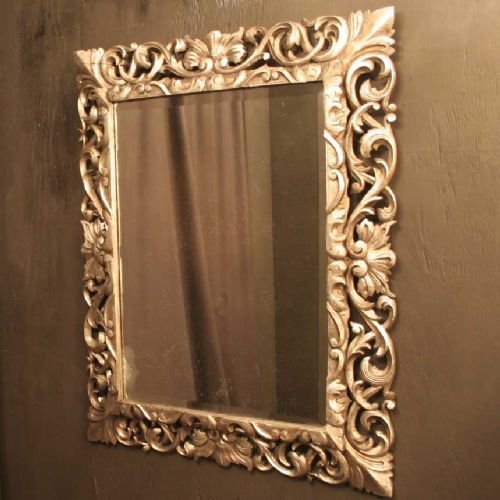 French Silver Gilded Acanthus Repousse Mirror
