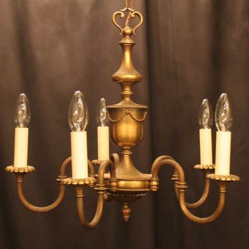 English Brass 5 Light Chandelier