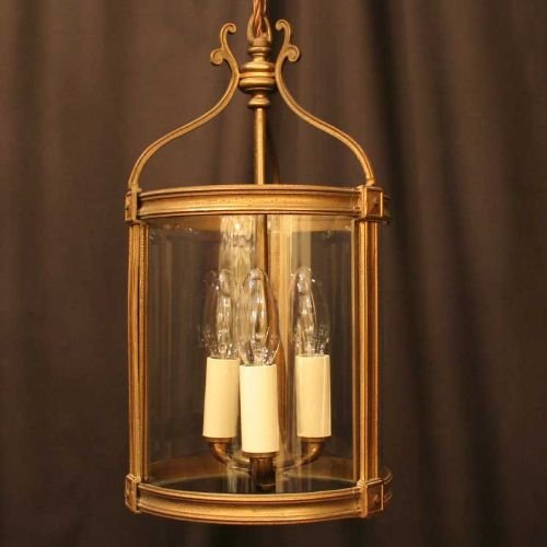 French Gilded Triple Light Lantern