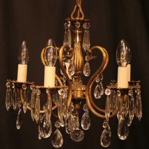 Pretty French Gilded 5 Light Chandelier