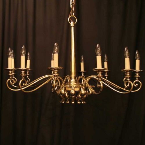 An English Cast Brass 12 Light Chandelier