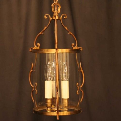 French Gilded Triple Light Hall Lantern