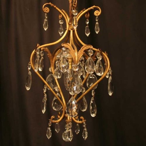 French Gilded Single Light Birdcage Chandelier