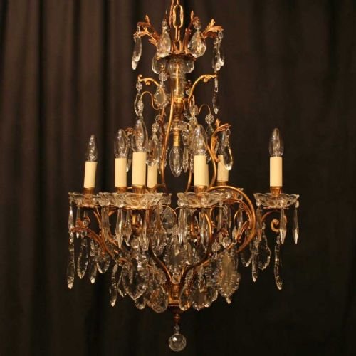 French Gilded Birdcage 9 Light Chandelier