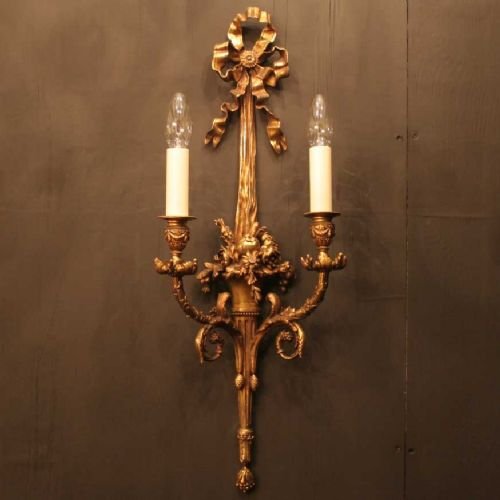 Quality French Pair of Gilded Bronze Wall Lights