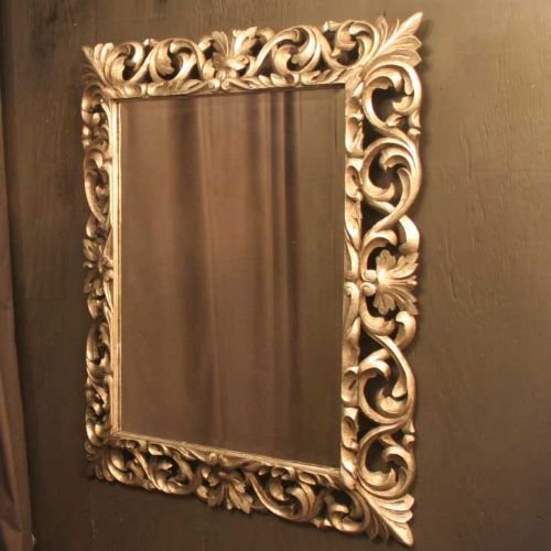 French Silver Gilded Acanthus Repousse Mirror