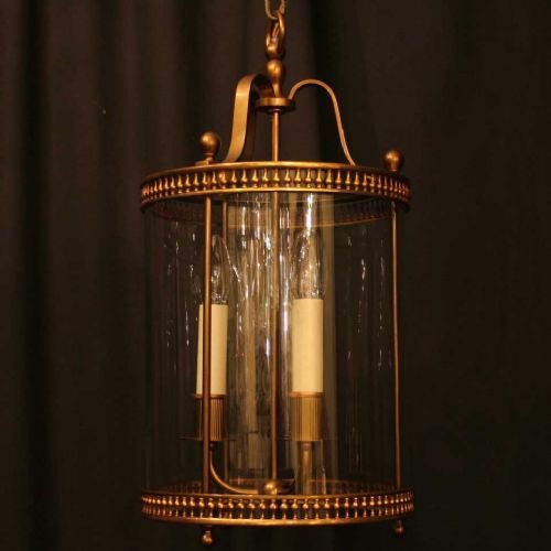 French Gilded Triple Light Hall Lantern