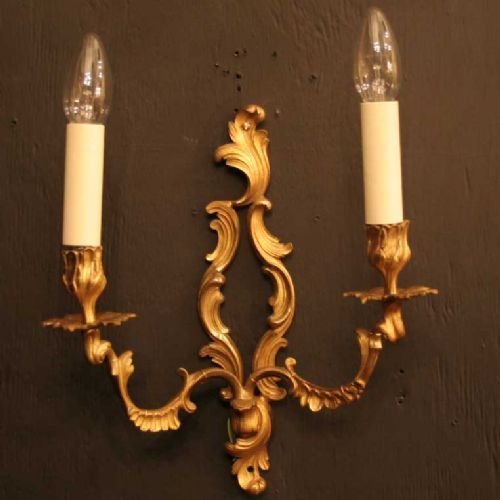 French Pair of Gilded Rococo Wall Lights