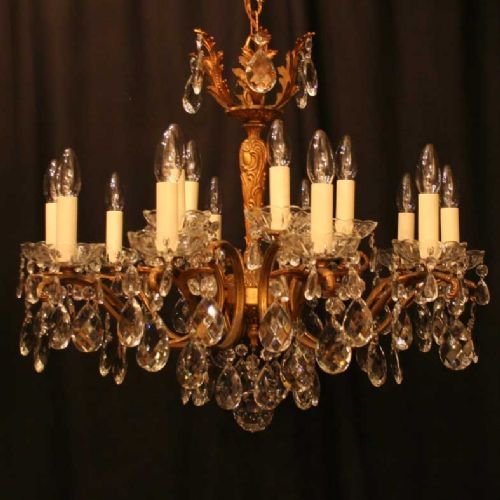 Italian Gilded 15 Light Double Tired Chandelier