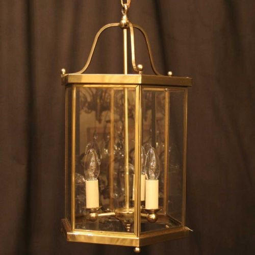 English Repolished Brass Triple Light Hall Lantern