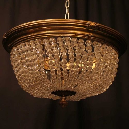 French Gilded Triple Light Plaffonier