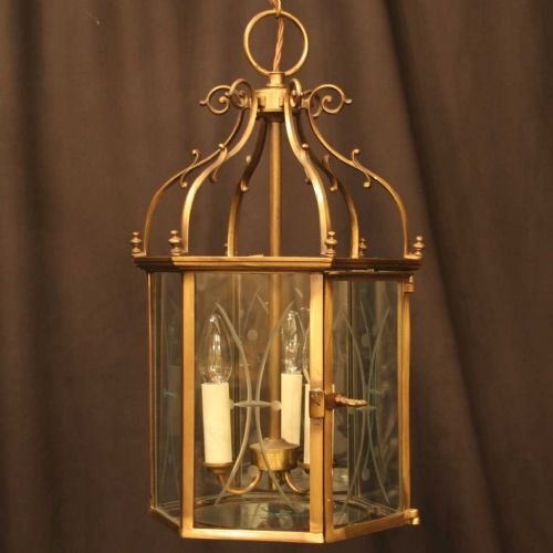 English Brass Triple Light Hall Lantern