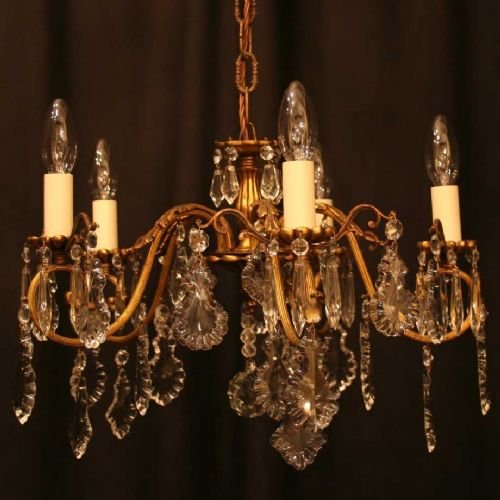 French Gilded Cast Brass 5 Light Chandelier