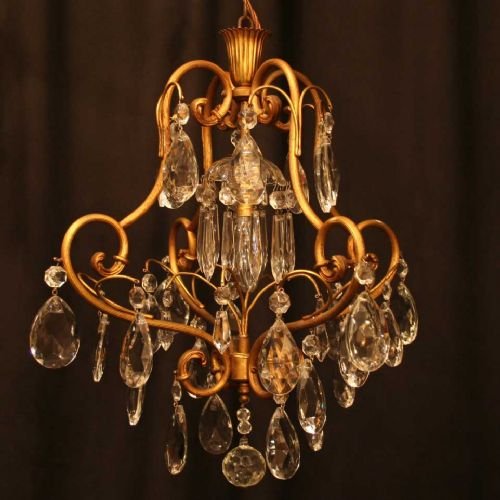 French Gilded Single Light Birdcage Chandelier
