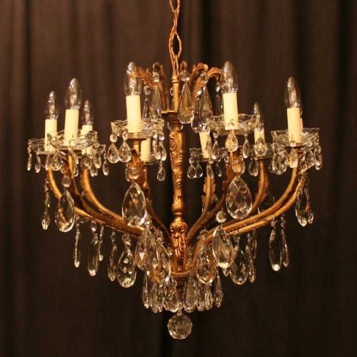French Gilded 10 Light Chandelier