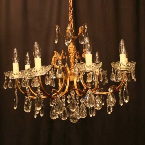 Italian Gilded Cast Brass 8 Light Chandelier