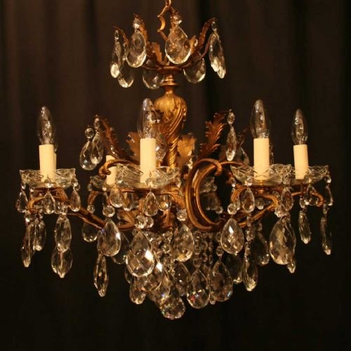 Italian Gilded Brass 8 Light Chandelier