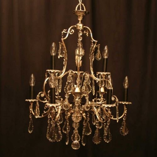 Italian Renickel Plated 9 Light Cage Chandelier
