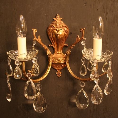 French Pair of Gilded Twin Arm Wall Lights