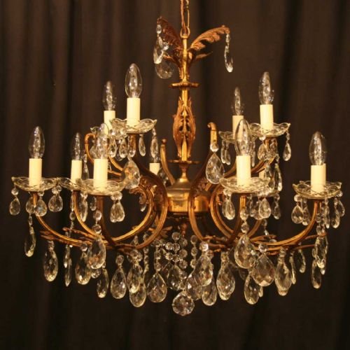Italian Gilded 12 Light Double Tiered Chandelier