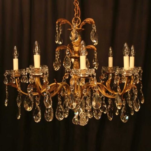 Italian Gilded Brass 8 Light Chandelier