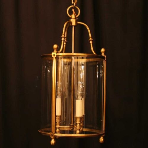 French Gilded Cast Brass Triple Light Lantern