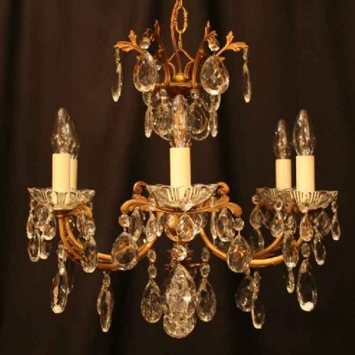 French Gilded Cast 6 Light Chandelier