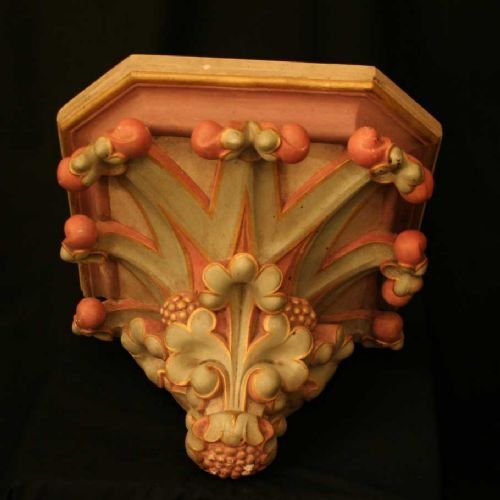 French Painted Plaster Gothic Shelf