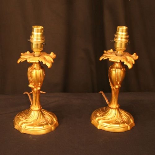French Gilded Brass Table Lamps
