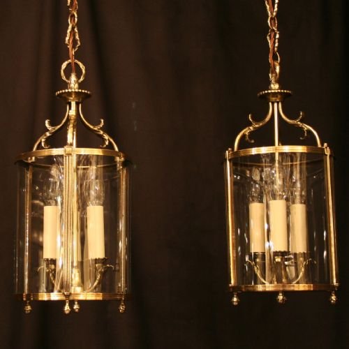 French Pair of Triple Light Hall Lanterns