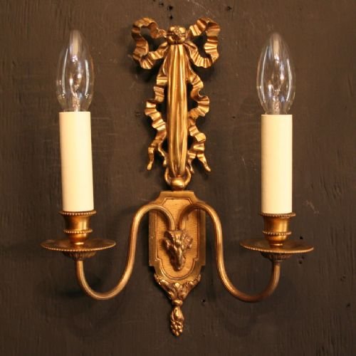 French Set of Three Gilded Twin Arm Wall Lights