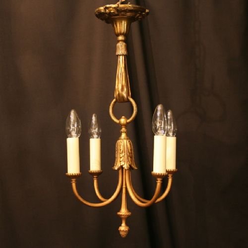 French Gilded 4 Light Chandelier