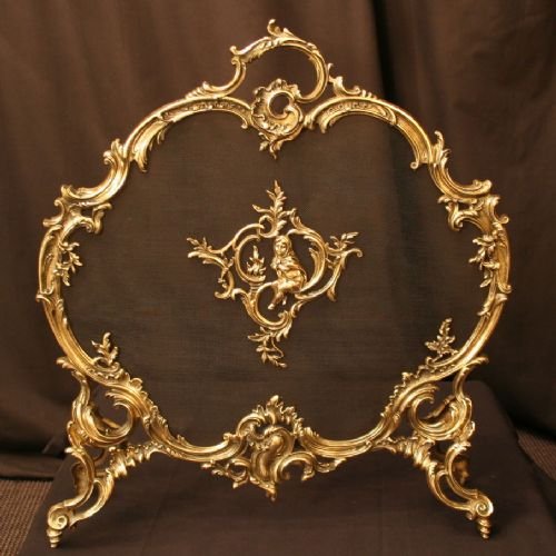 French Brass Rococo Firescreen