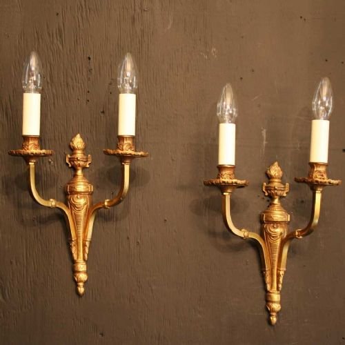 French Gilded Twin Arm Wall Lights