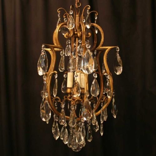 Italian Gilded Triple Light Chandelier